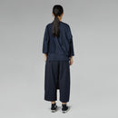 BLOUSE WITH KNITTED DETAILS BLUE