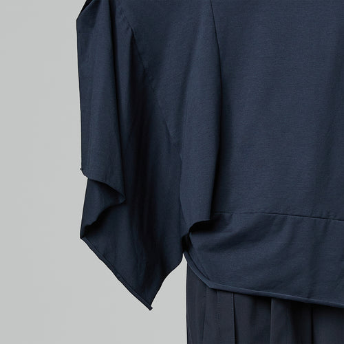 BLOUSE WITH KNITTED DETAILS BLUE