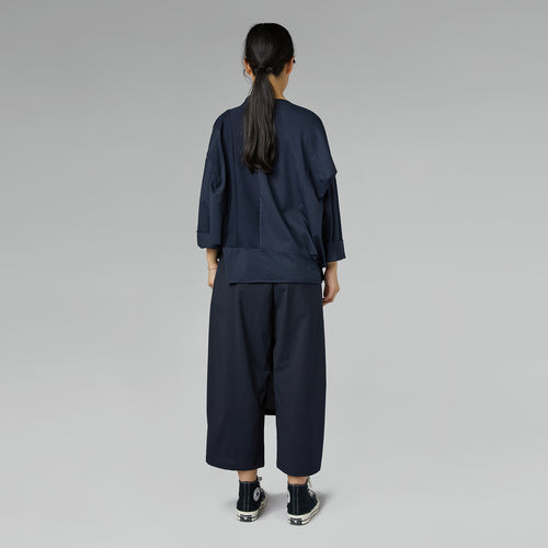 BLOUSE WITH KNITTED DETAILS BLACK