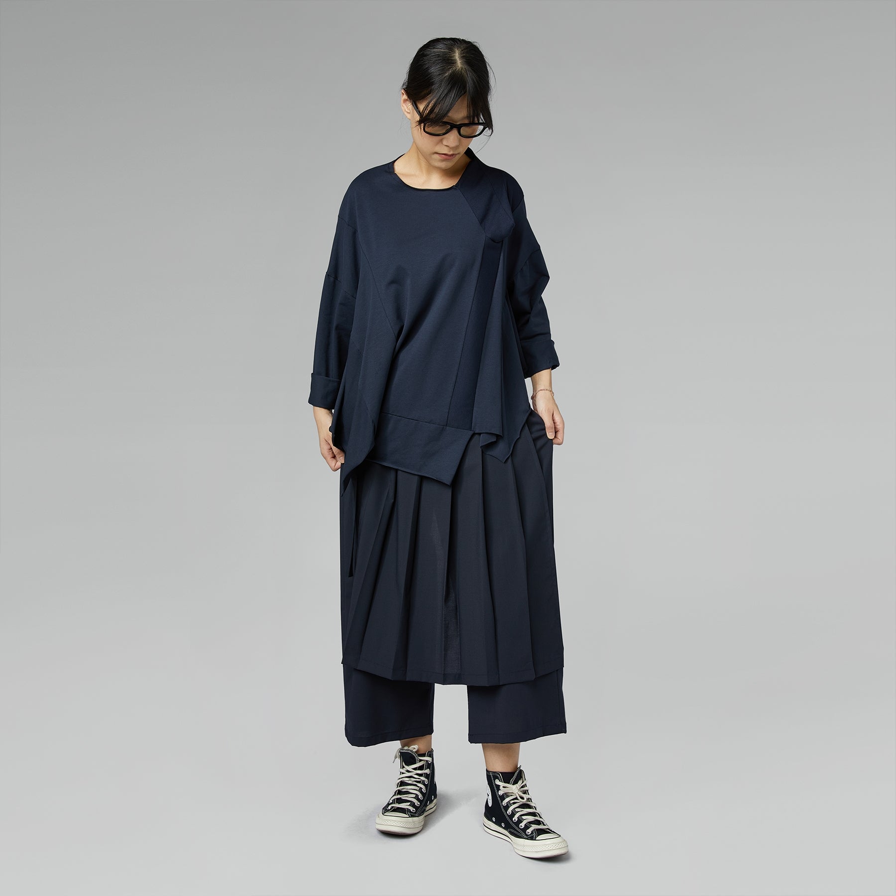 BLOUSE WITH KNITTED DETAILS BLACK