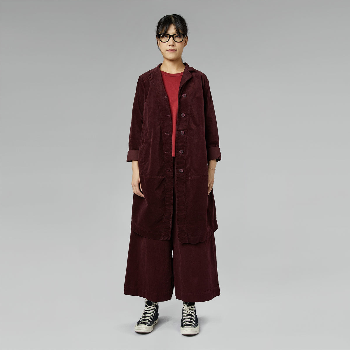 WIDE LEG VELVET TROUSERS