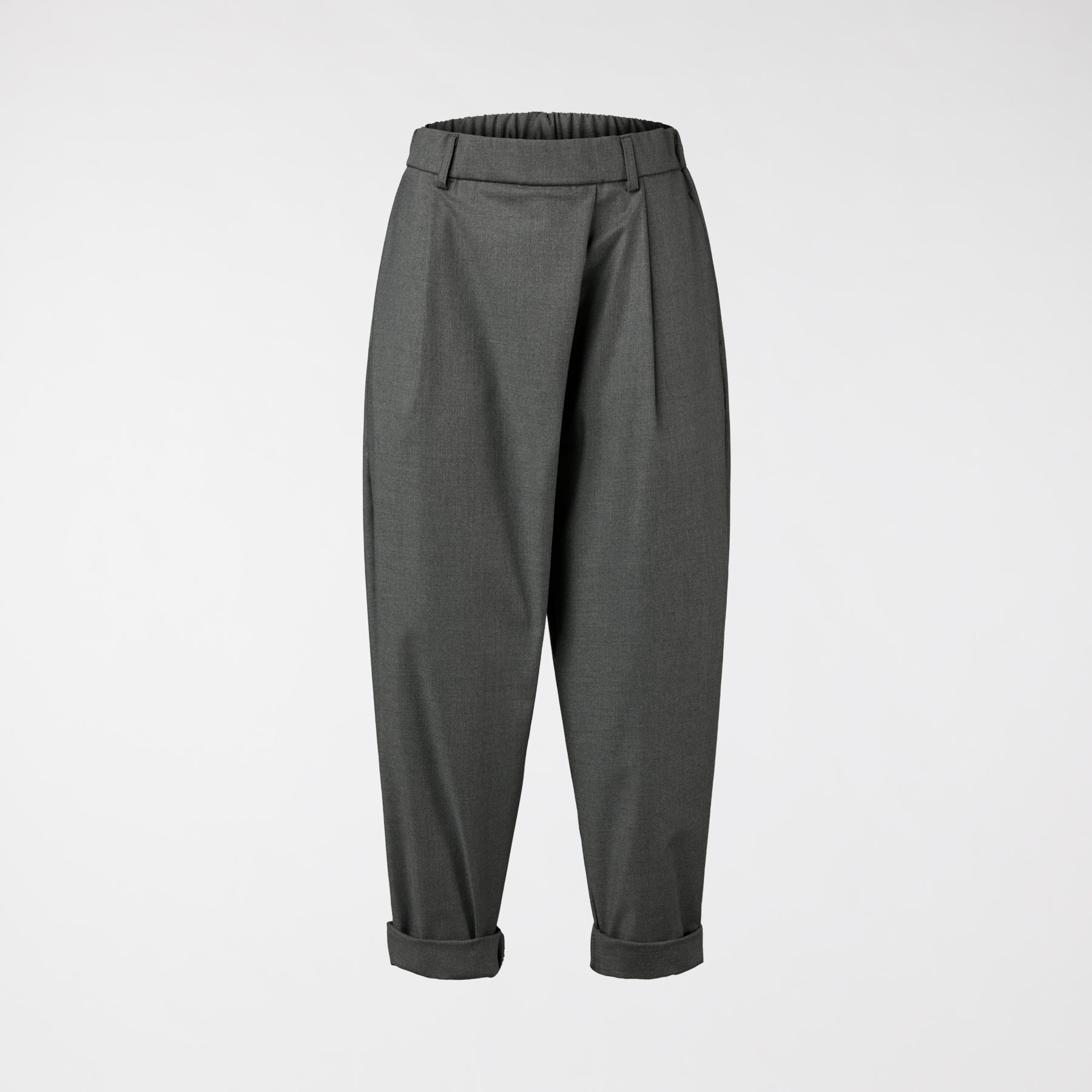 Spodnie z mieszanki wiskozy z zakładkami w kolorze szarym
