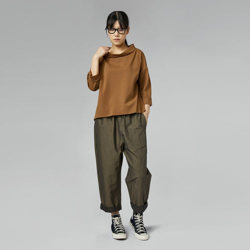 PROSTE SPODNIE Z MIESZANKI BAWEŁNY W KOLORZE CZARNYM