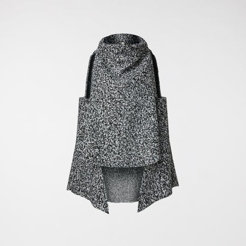 HIGH COLLAR BOUCLÉ VEST GREY