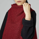 KAMIZELKA BOUCLÉ ​​Z WYSOKIM KOŁNIERZEM BORDEAUX