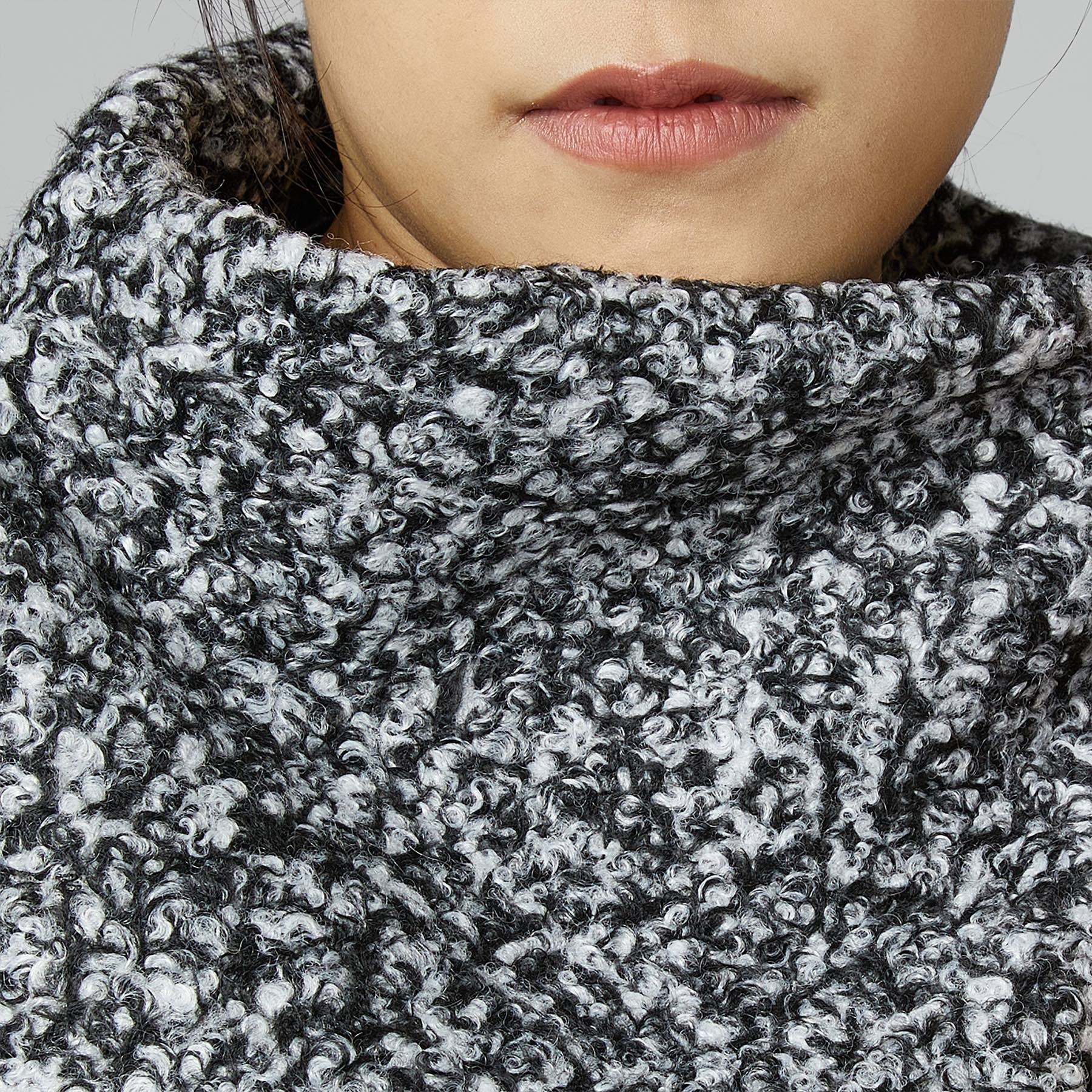 HIGH COLLAR BOUCLÉ VEST GREY