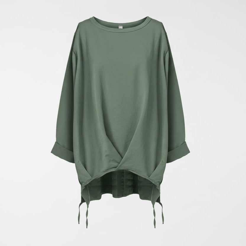 LIGHTWEIGHT SWEATSHIRT WITH PLEATED HEM