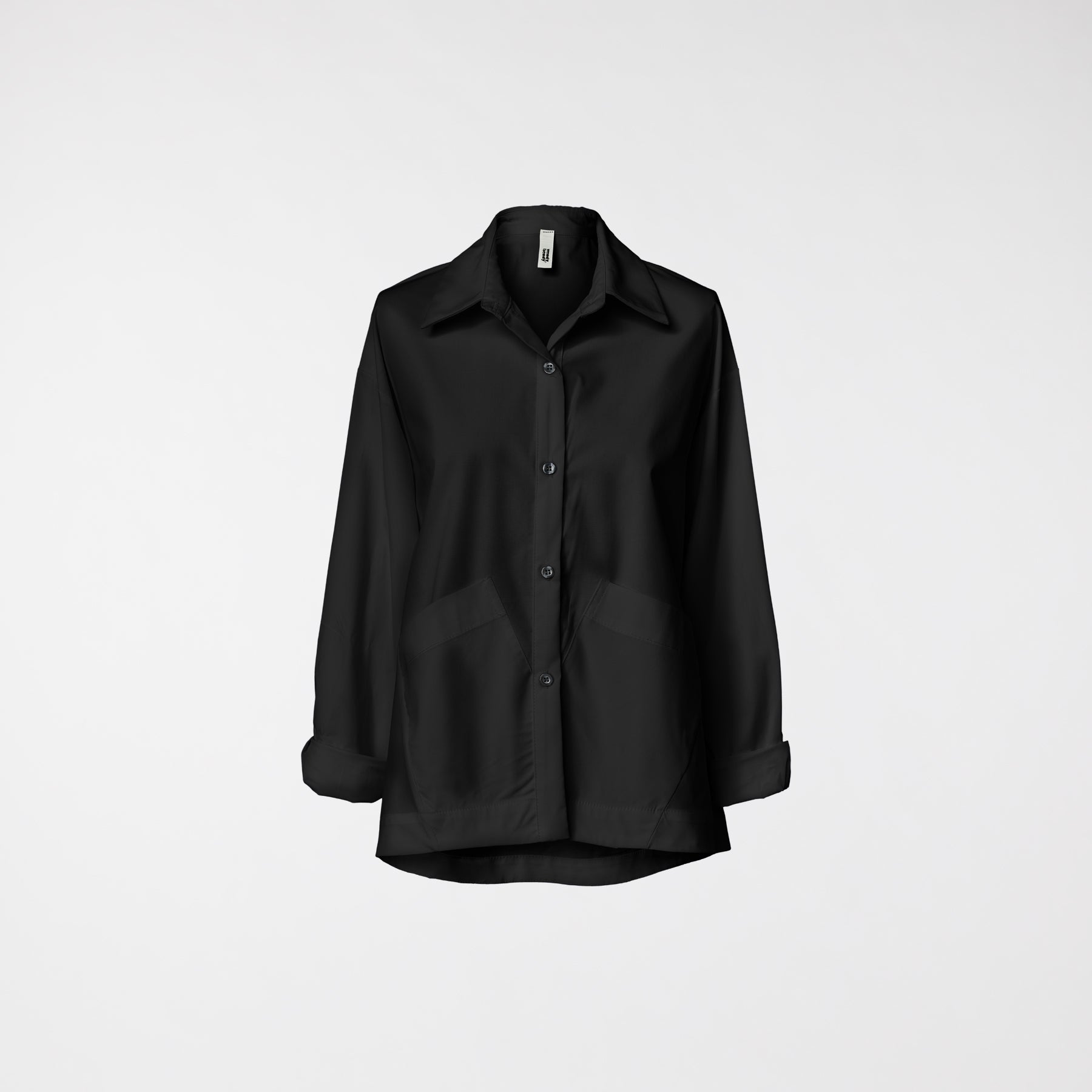 SHIRT WITH APPLIED POCKETS BLACK