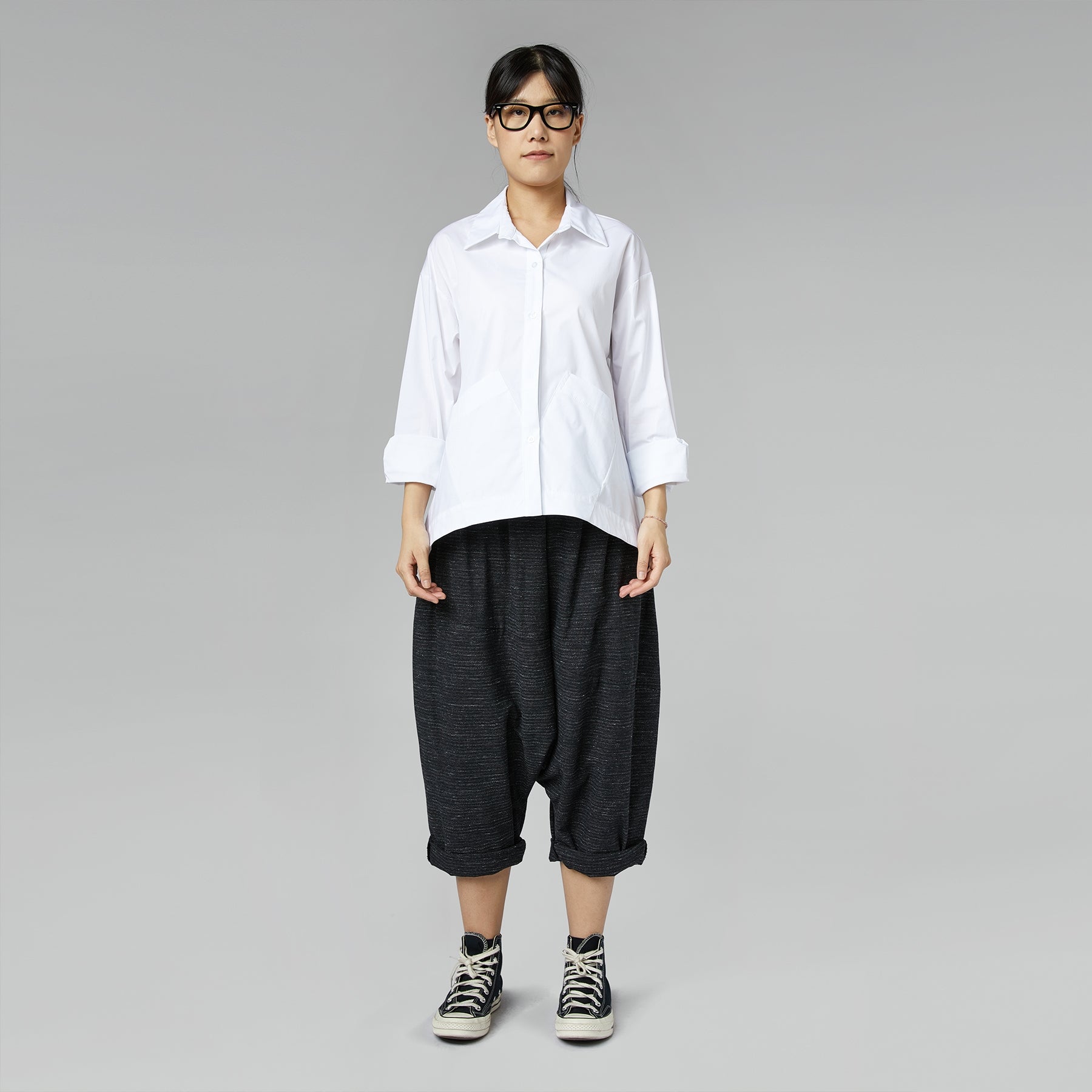 SHIRT WITH APPLIED POCKETS WHITE