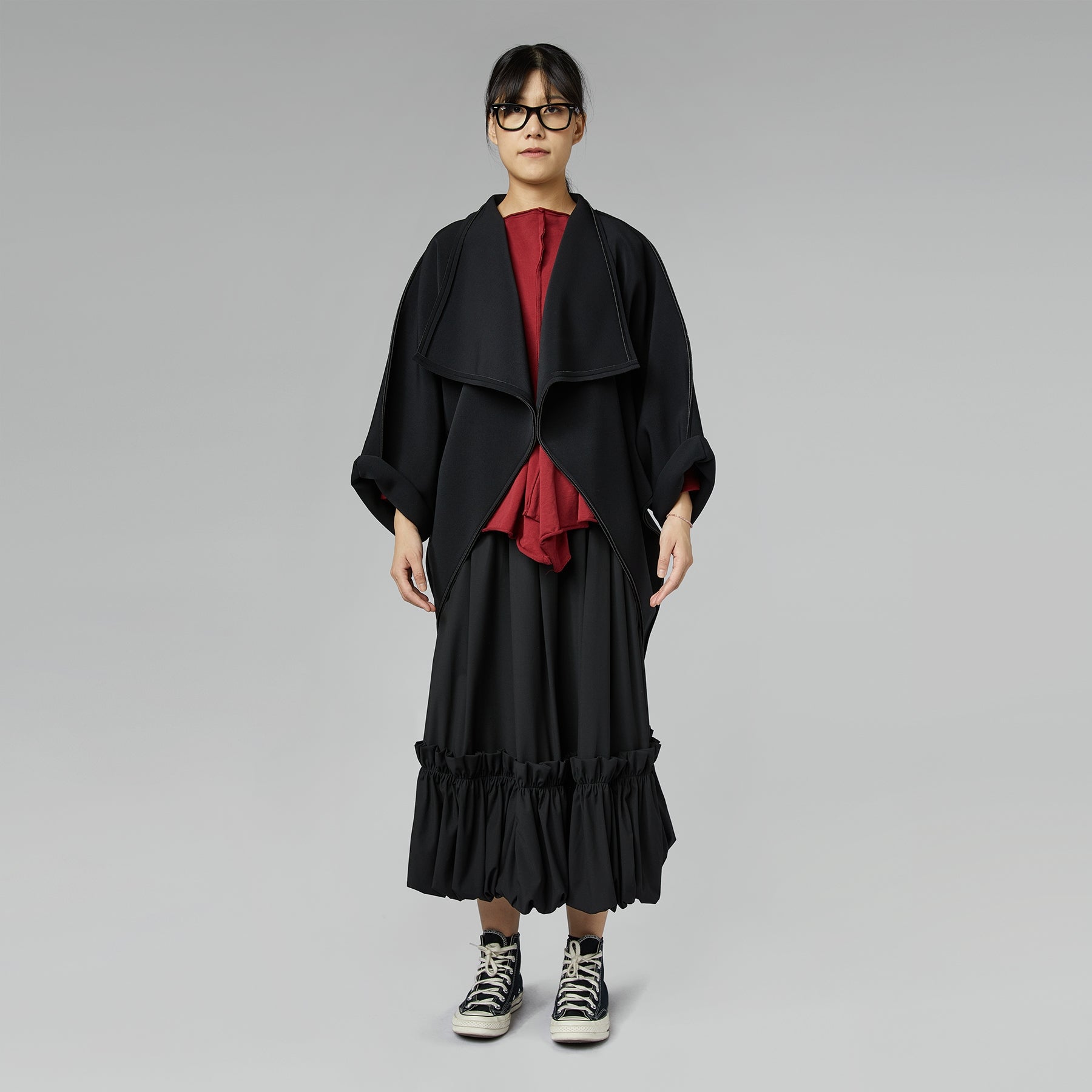 SKIRT WITH ROUCHE HEM