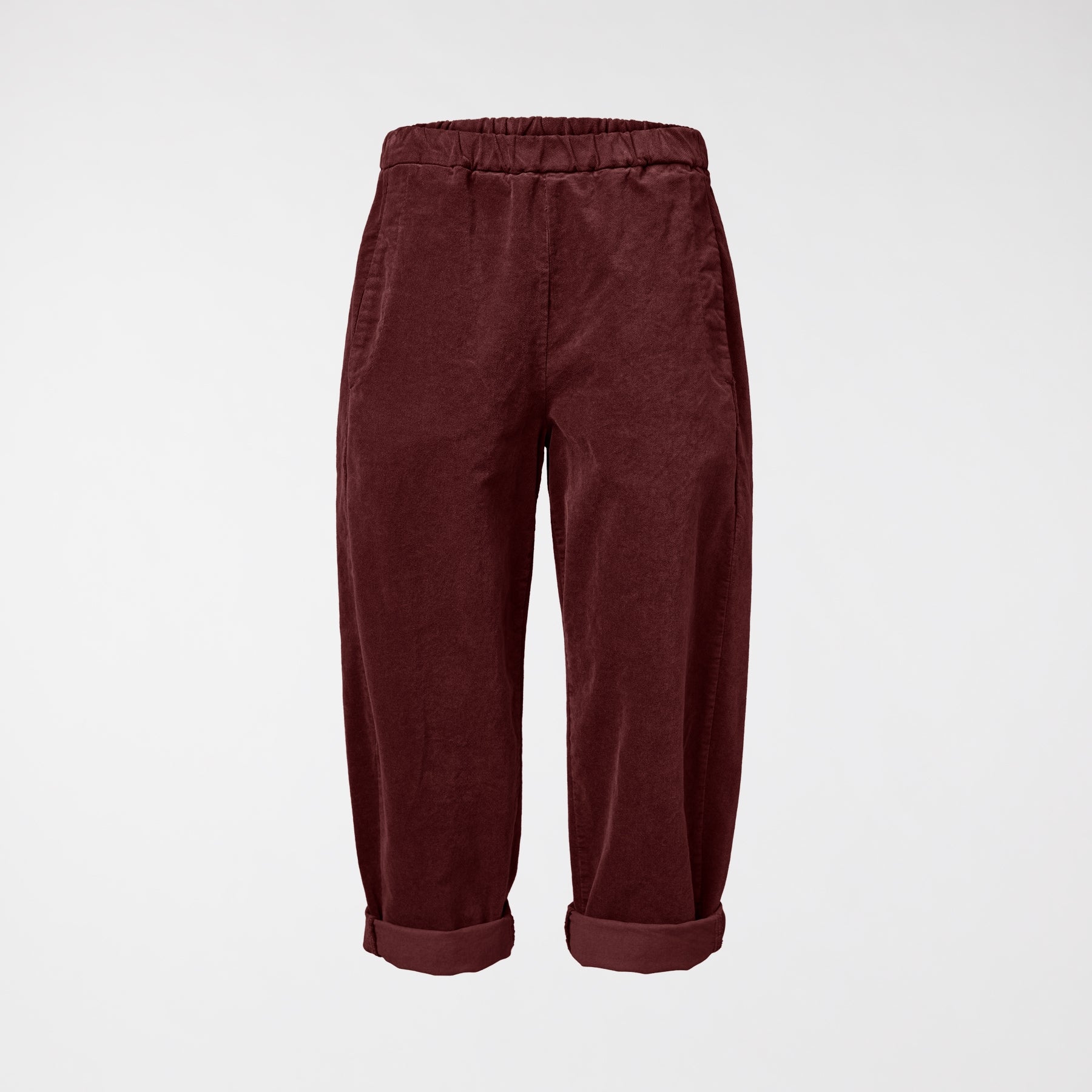 STRAIGHT TROUSERS IN VELVET FABRIC WINE