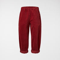 STRAIGHT TROUSERS IN VELVET FABRIC BORDEAUX