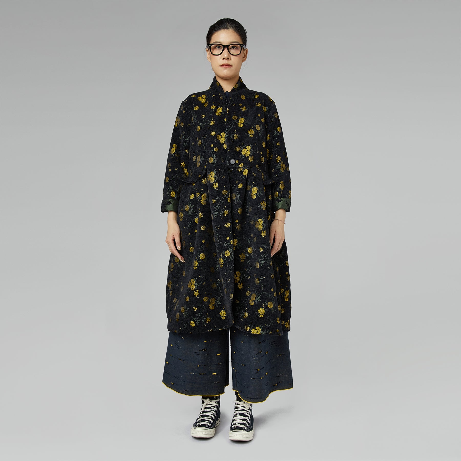 FLOWERED VELVET CARDIGAN