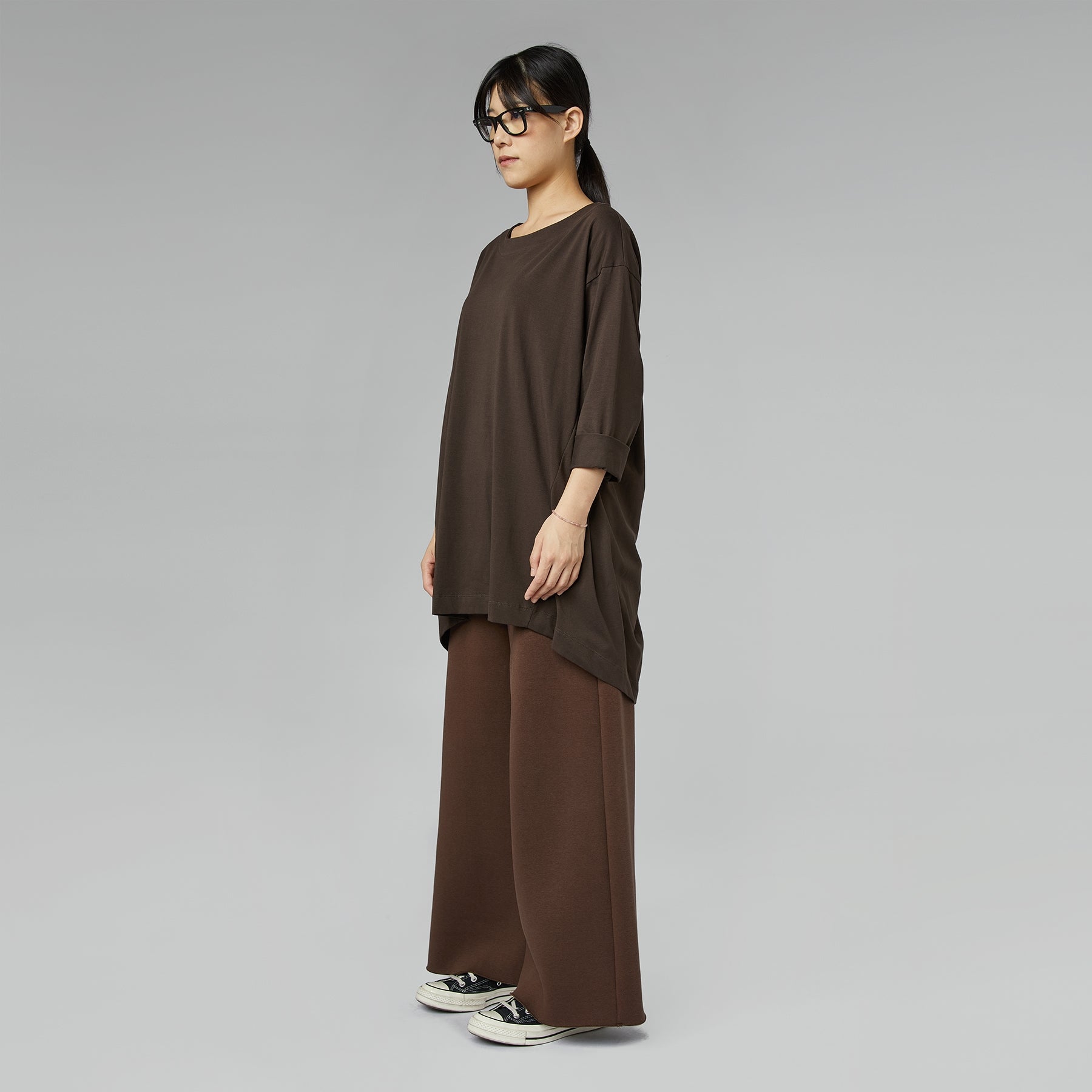 T-SHIRT WITH DRAWSTRING ON THE BACK BROWN