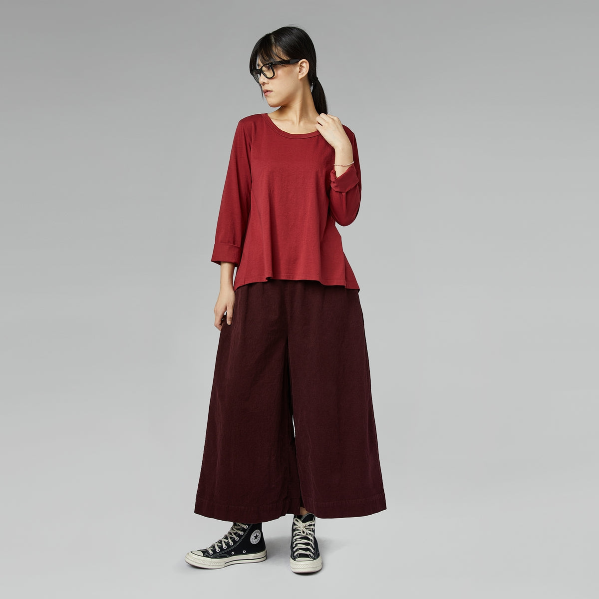 WIDE LEG VELVET TROUSERS