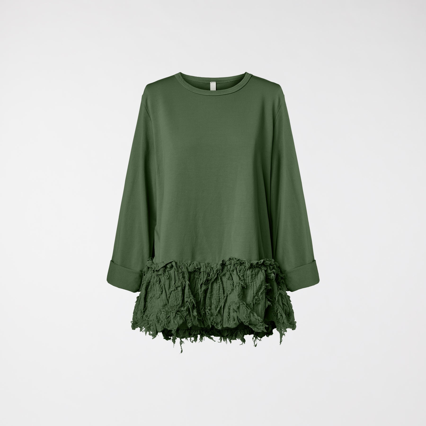 BLUZA Z DOLNYM DOŁEM FIL COUPE W KOLORZE ZIELONYM WOJSKOWYM