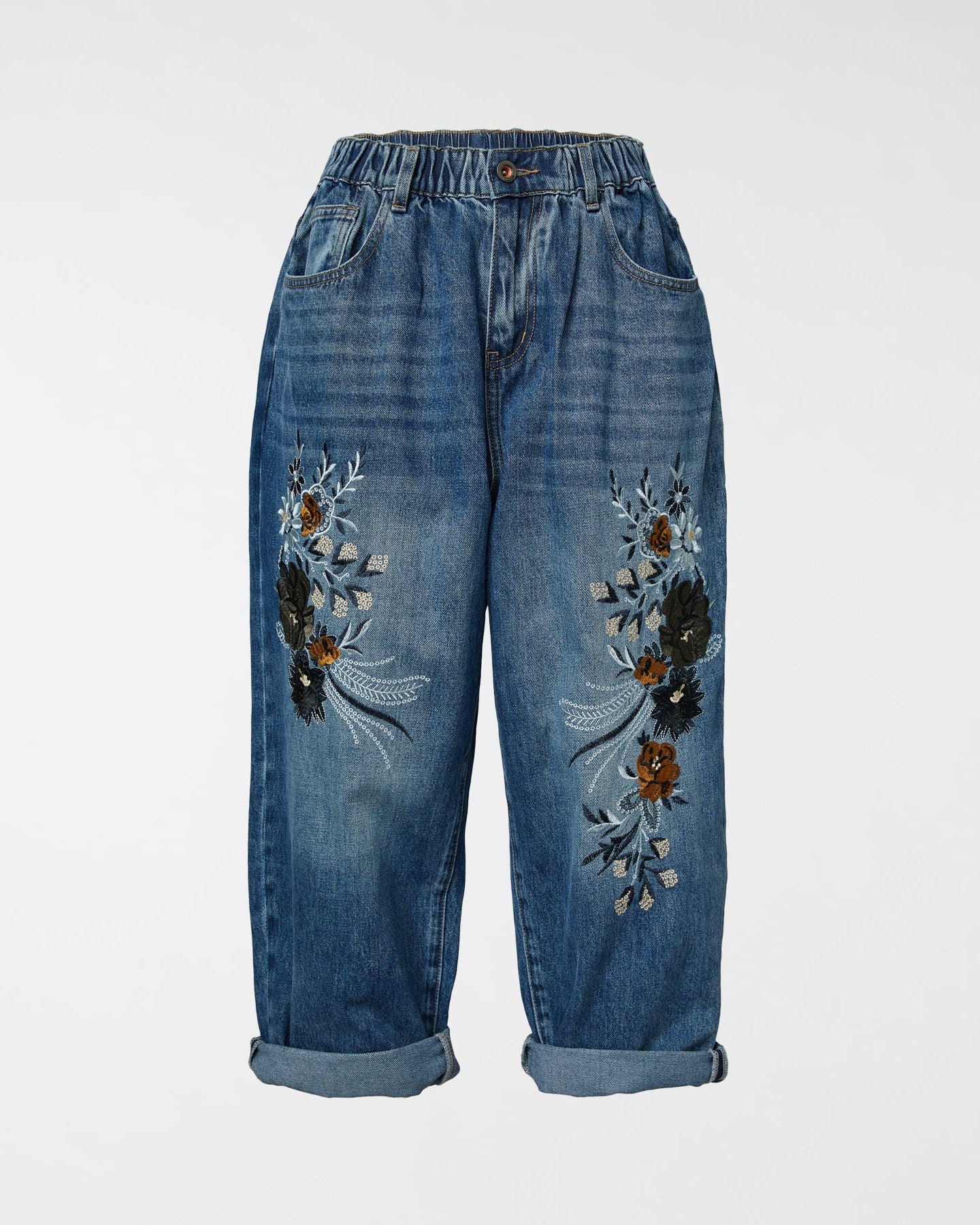 JEANS LARGES AVEC BRODERIE