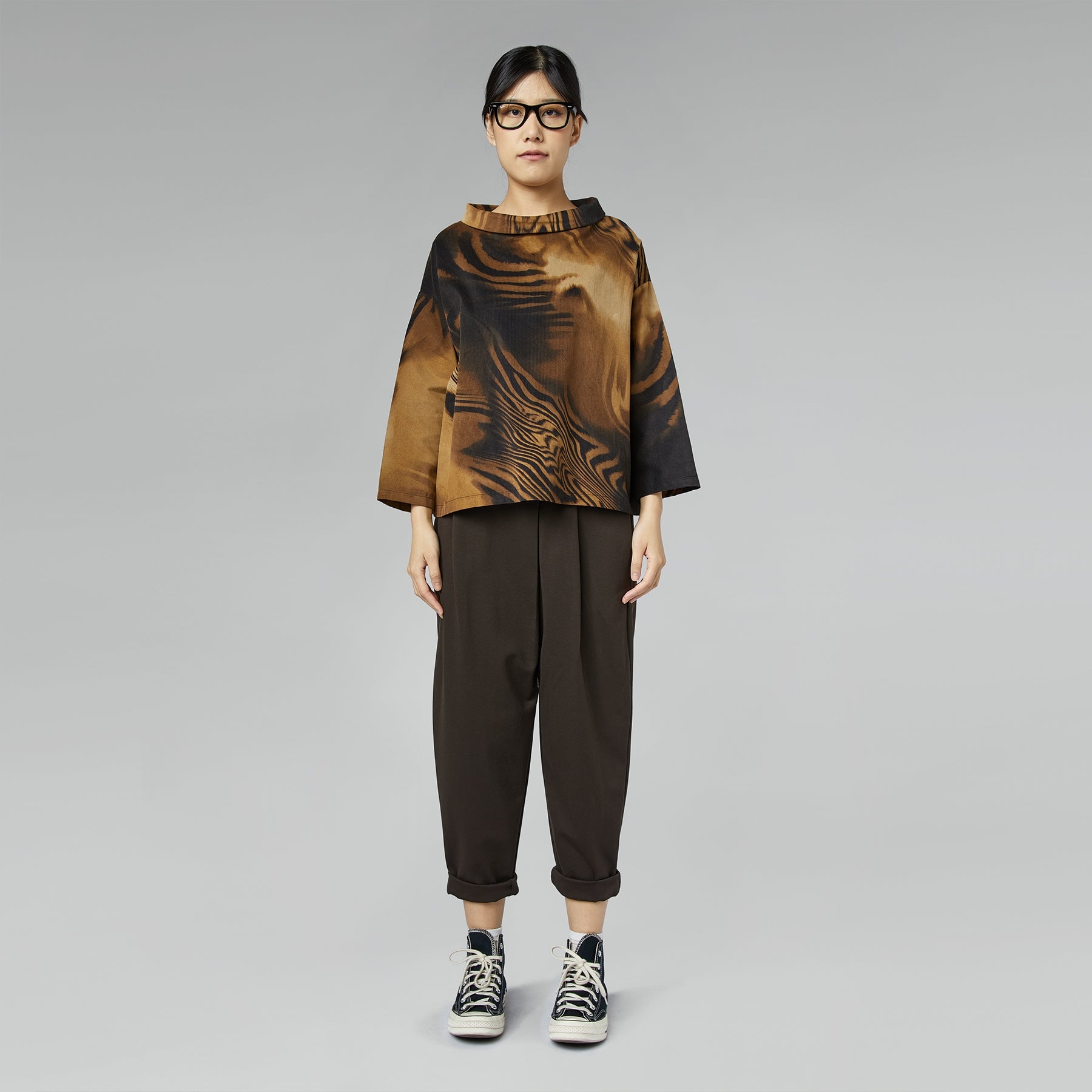 RIBBED BLOUSE WITH PRINT