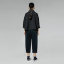 SPODNIE PROSTE Z MATERIAŁU WELUROWEGO W KOLORZE CZARNYM