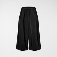 VELVET PLEATED TROUSERS BLACK