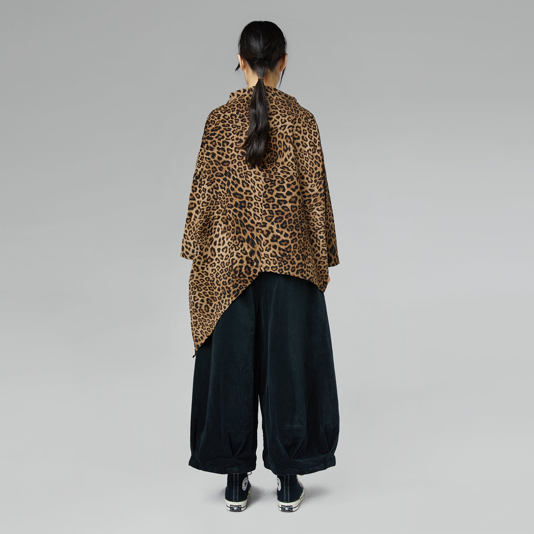 VELVET PLEATED TROUSERS BLACK