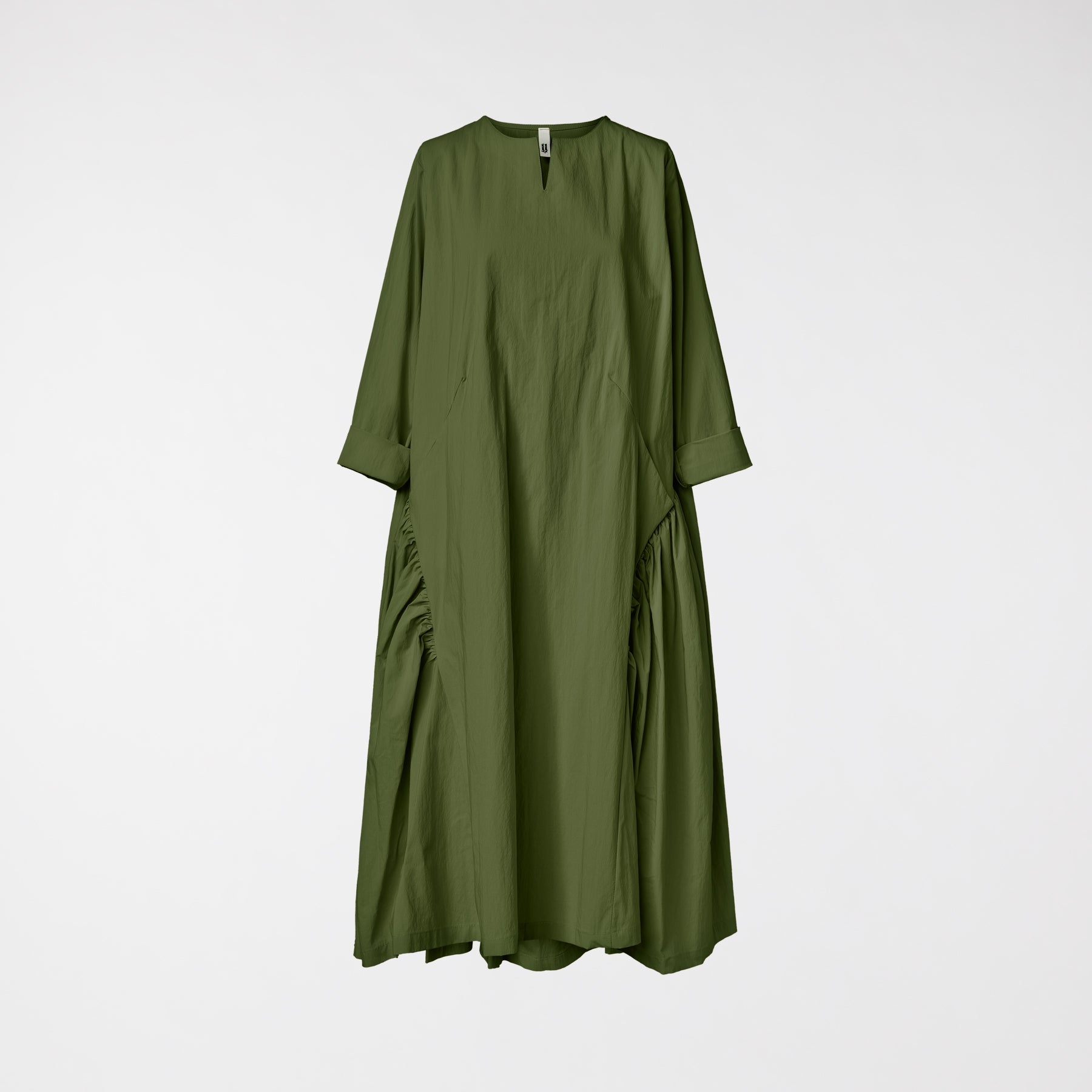 DRESS WITH PLEAT DETAIL MILITARY