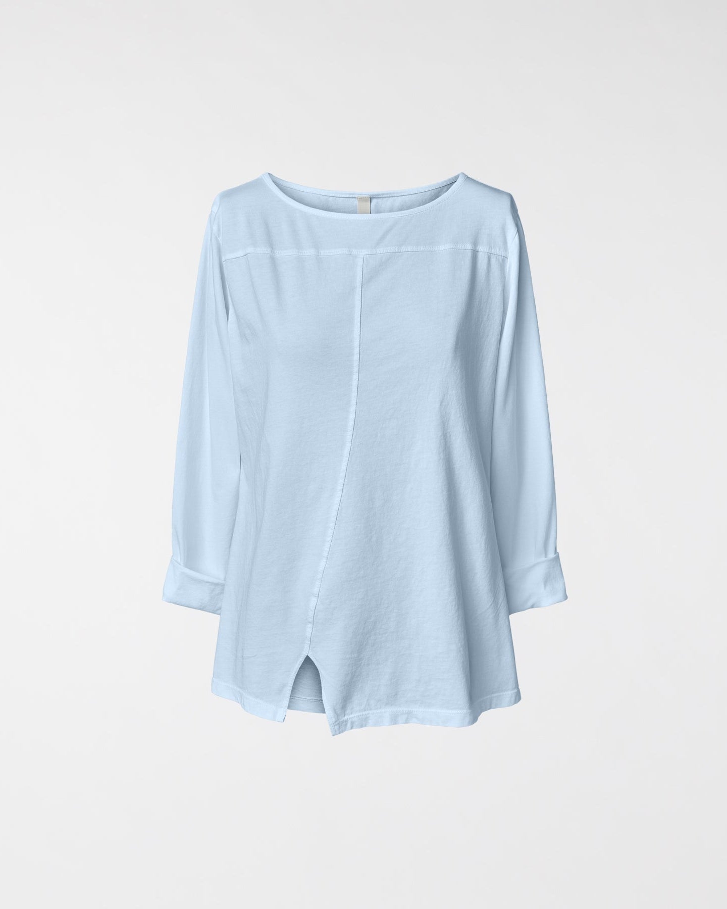 COTTON T-SHIRT WITH SPLIT SKY BLUE