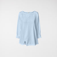 COTTON T-SHIRT WITH SPLIT SKY BLUE