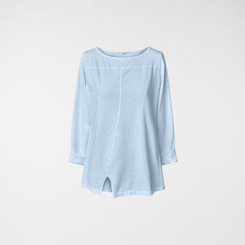 COTTON T-SHIRT WITH SPLIT SKY BLUE