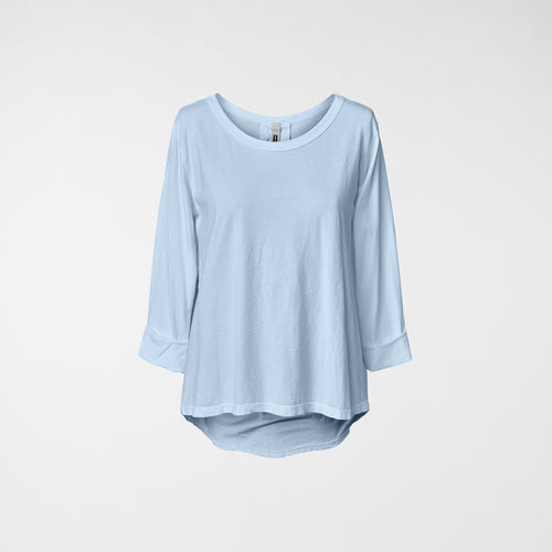 CAMISETA CASUAL DE ALGODÓN CELESTE