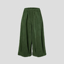 VELVET PLEATED TROUSERS MILITARY