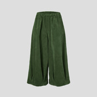 VELVET PLEATED TROUSERS MILITARY
