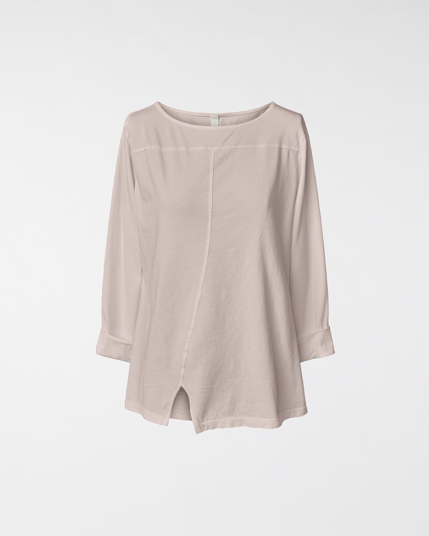 COTTON T-SHIRT WITH SPLIT BEIGE