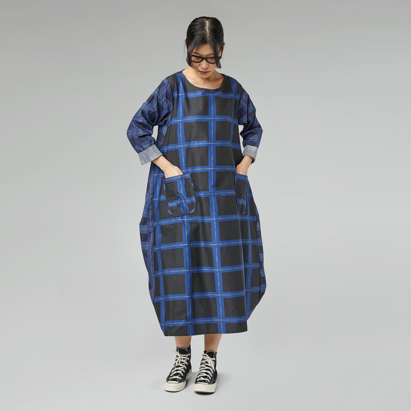 CHECKED DRESS BLUE