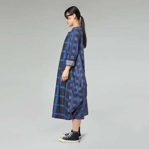 CHECKED DRESS BLUE