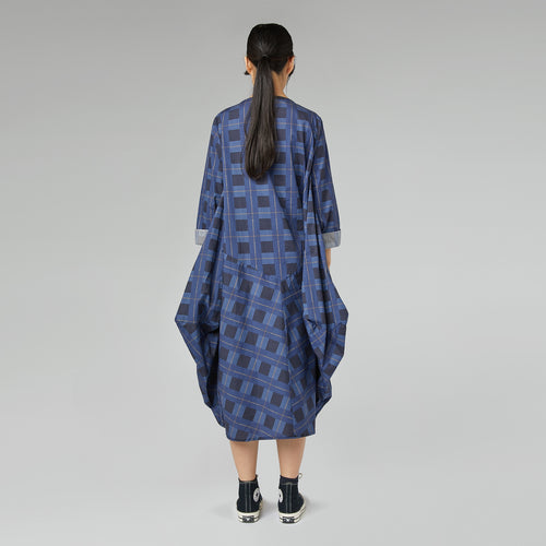 CHECKED DRESS BLUE