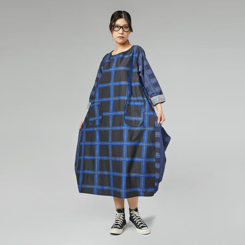 CHECKED DRESS BLUE