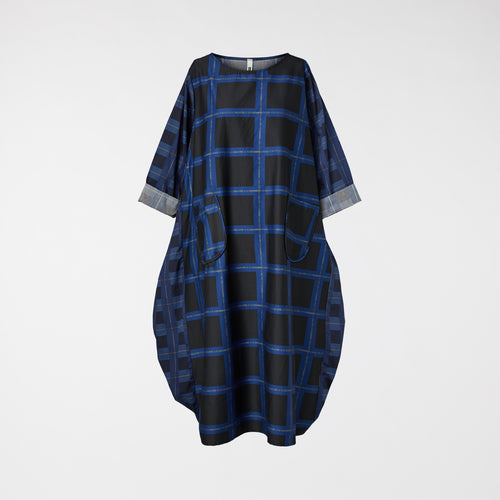 CHECKED DRESS BLUE