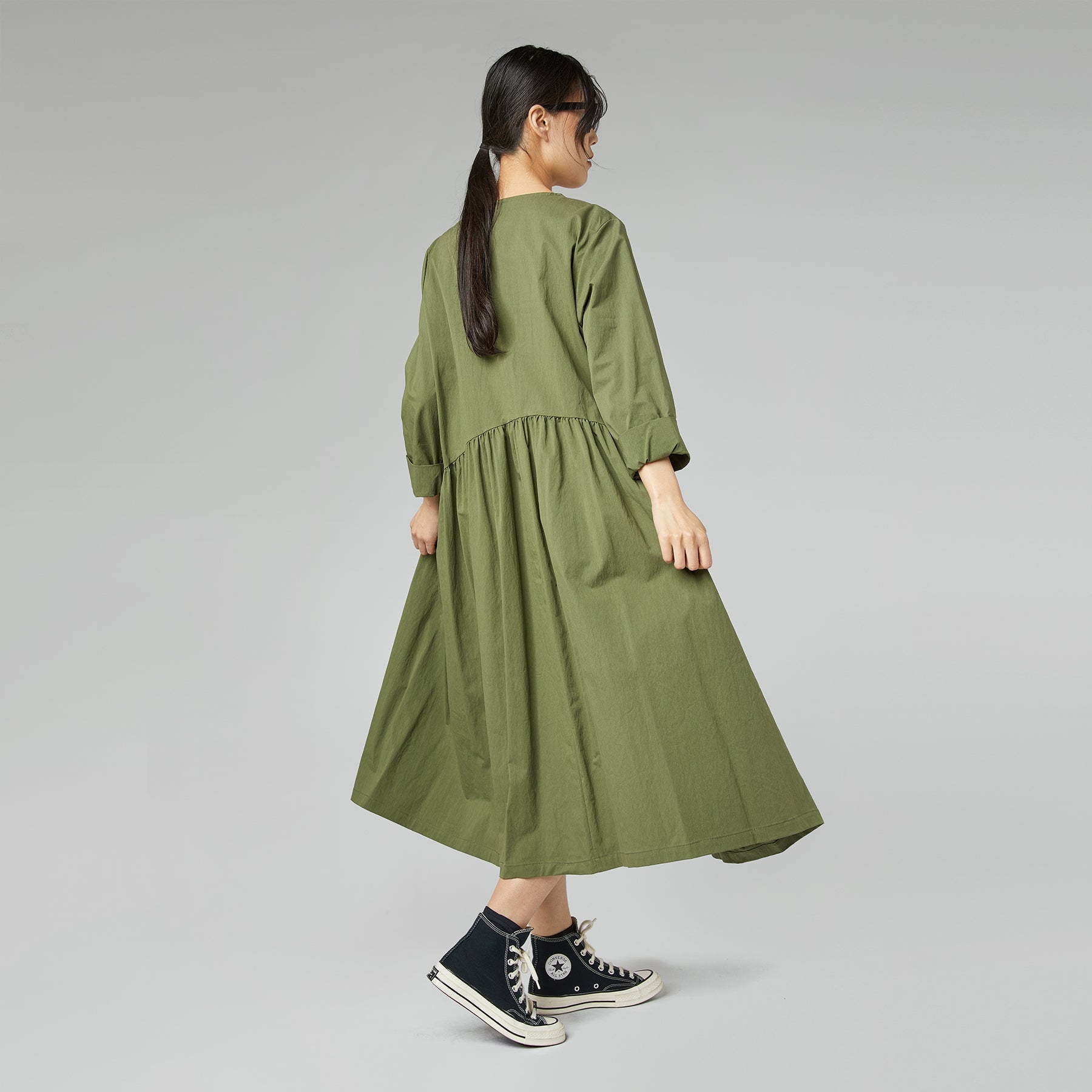 DRESS WITH PLEAT DETAIL BLACK – Wendy Trendy s.r.l.