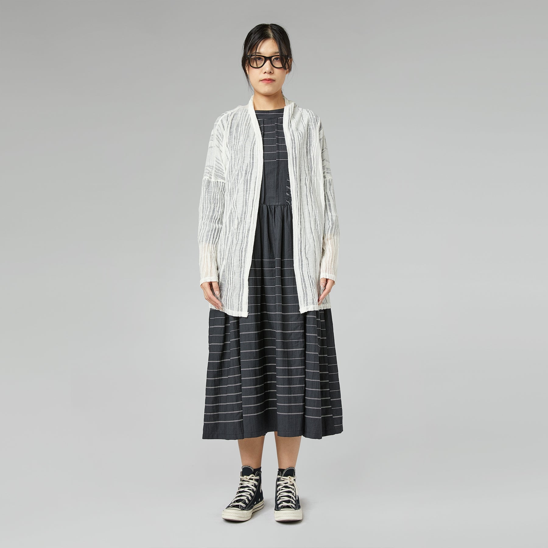 STRIPED CARDIGAN WHITE