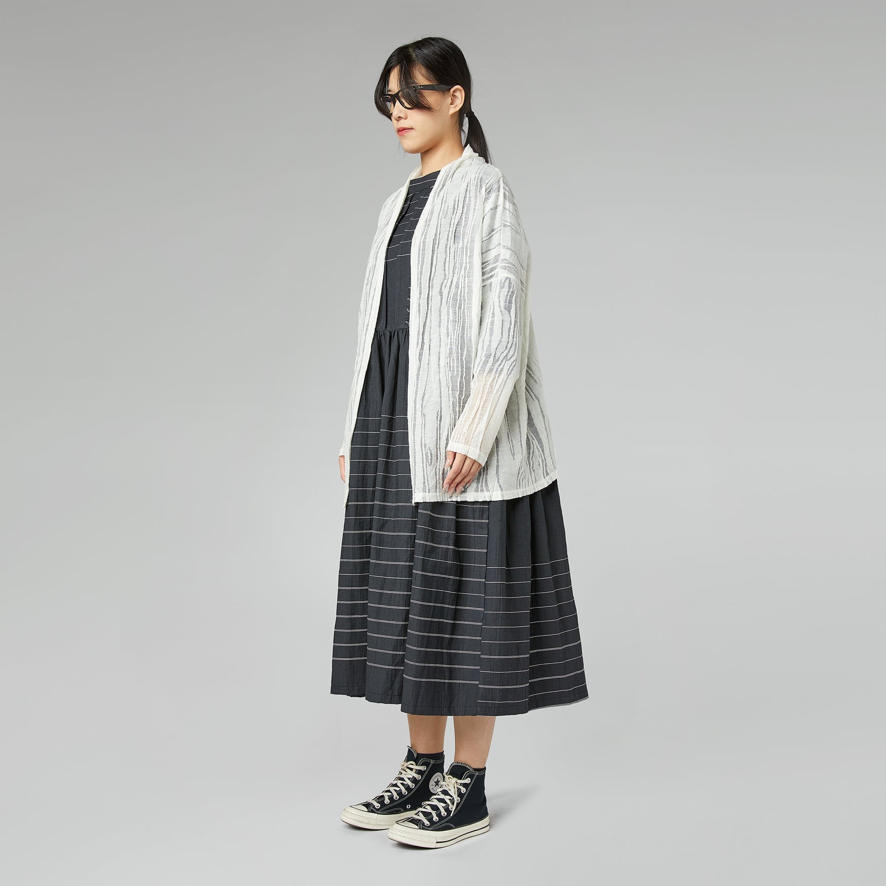 CARDIGAN A RIGHE BIANCO