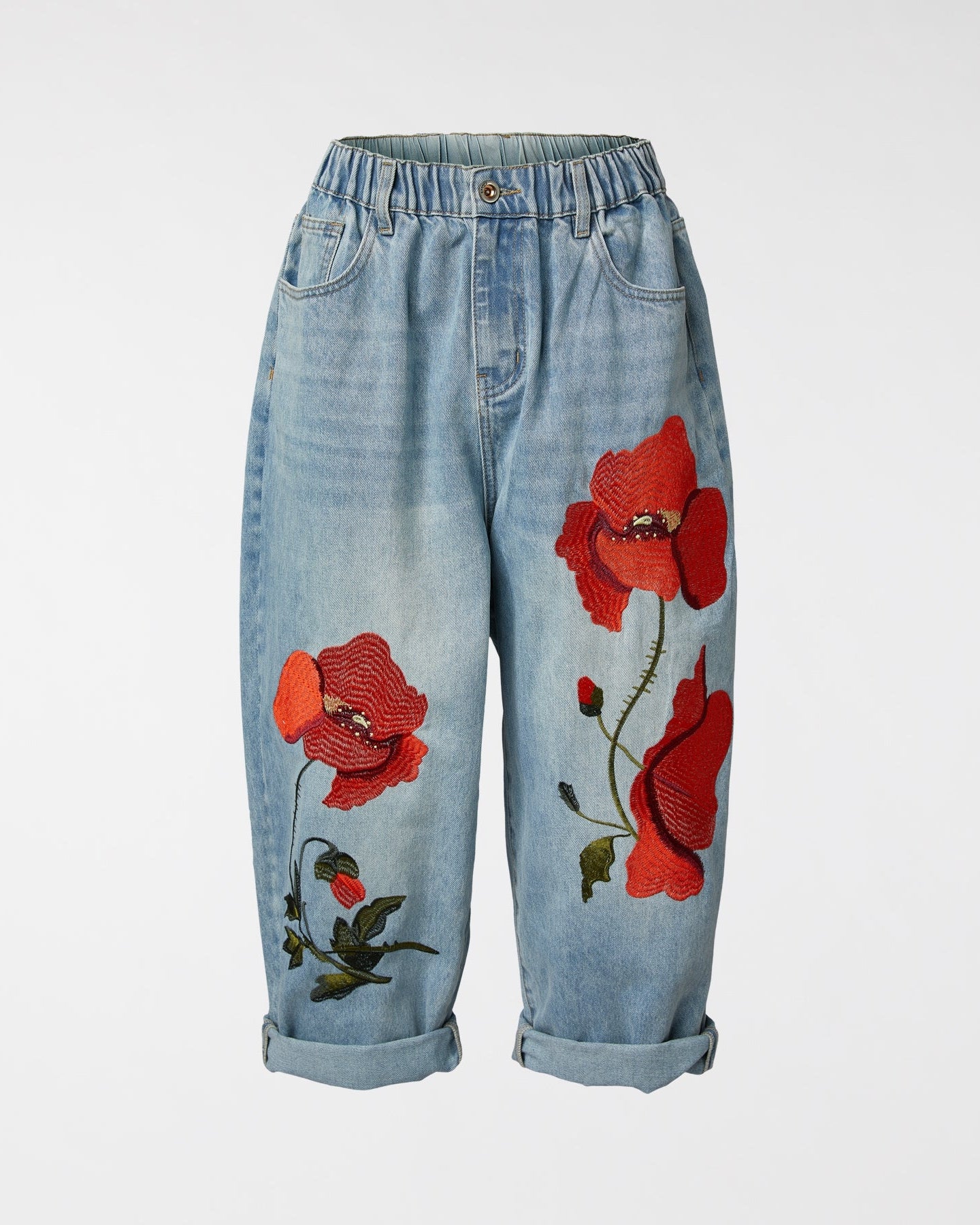 JEANS AVEC BRODERIE COQUELICOT