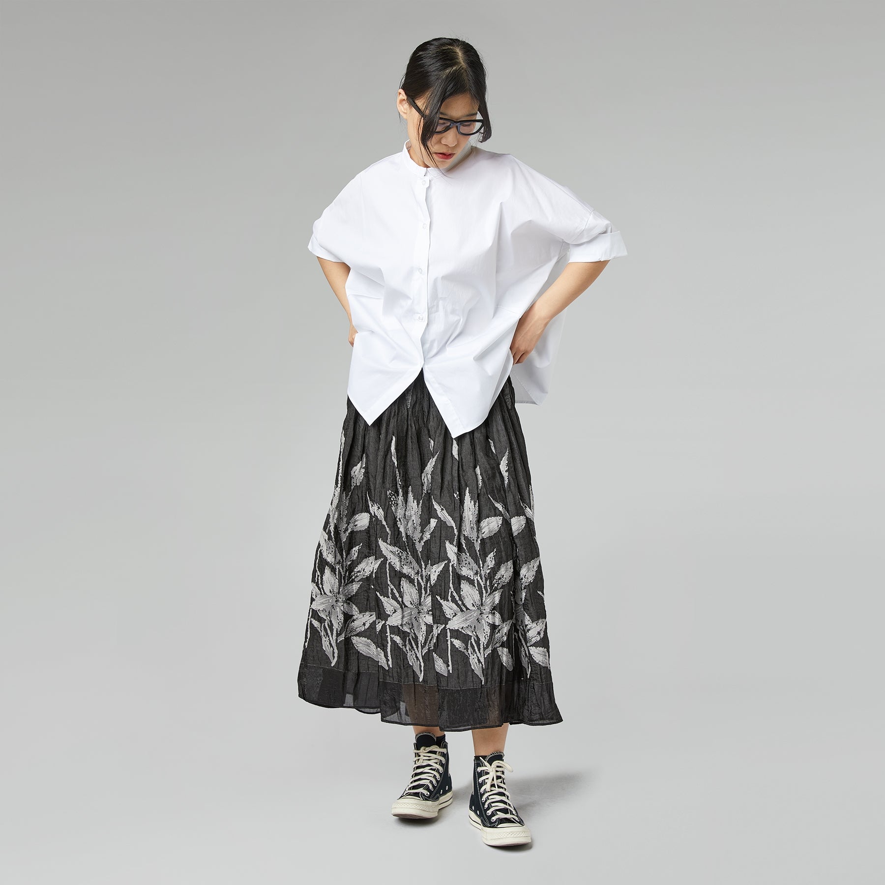 CAMICIA CON COLLO ALLA COREANA BIANCA