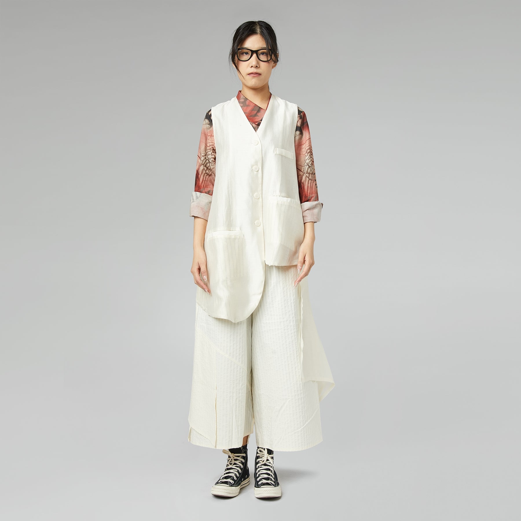ASYMMETRIC SEE-THROUGH VEST WHITE – Wendy Trendy s.r.l.