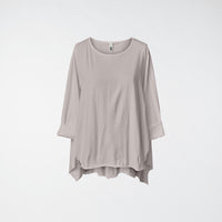 CAMISETA DE ALGODÓN CON RANURAS LATERALES BEIGE