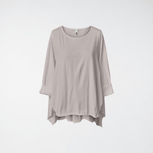 CAMISETA DE ALGODÓN CON RANURAS LATERALES BEIGE