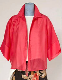 CROP FIT SEMI-SHEER SHIRT FUCSIA
