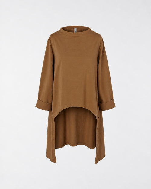 SWEATSHIRT IN STRETCH COTTON FABRIC LONGER ON THE BACK