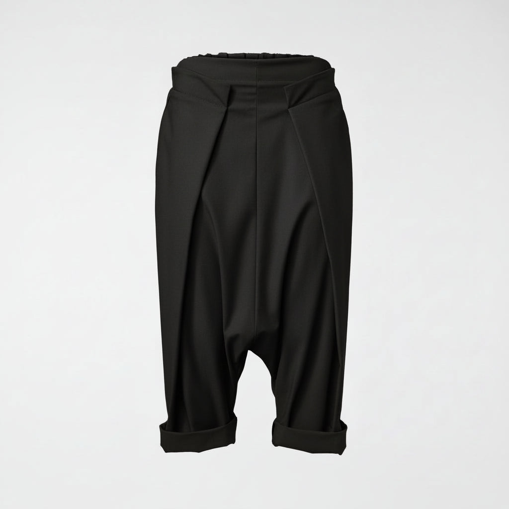 CROPPED TROUSERS WITH PLEATS BLACK
