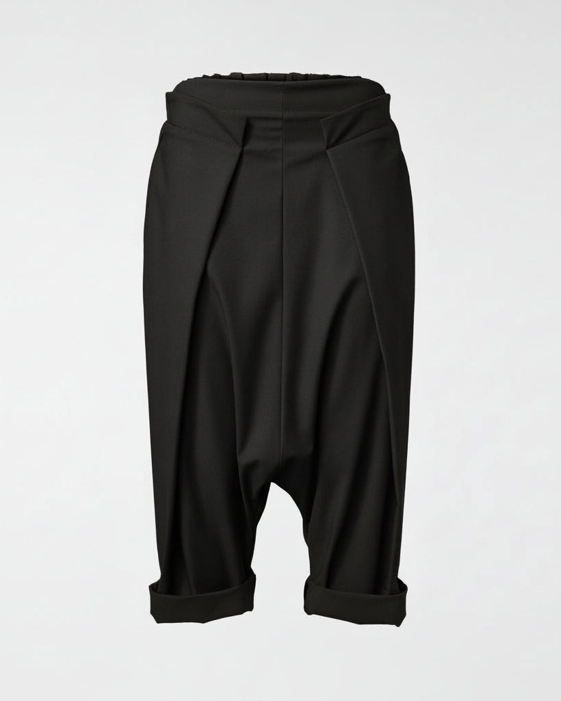 CROPPED TROUSERS WITH PLEATS BLACK